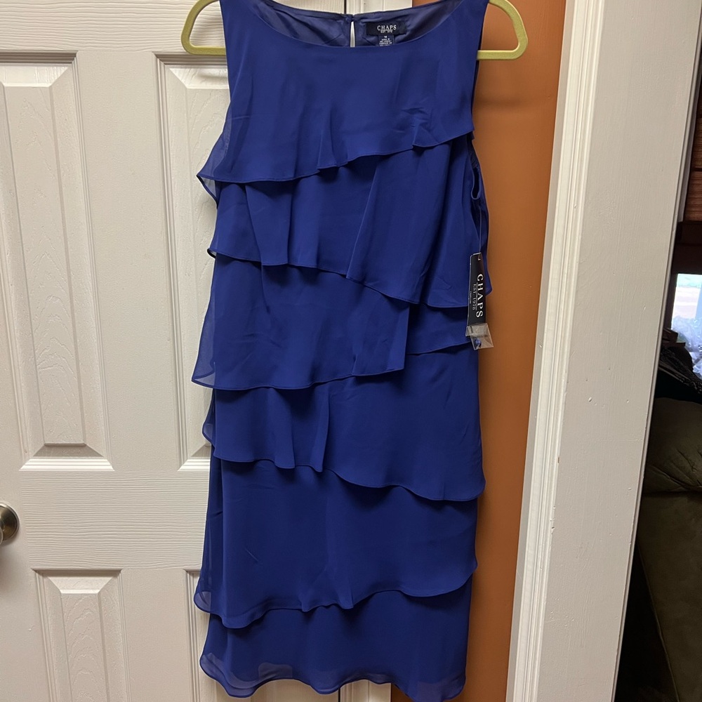 Chaps Cobalt Blue Tiered Midi Dress